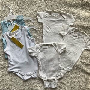 Gerber White and Light Blue Bodysuits Set